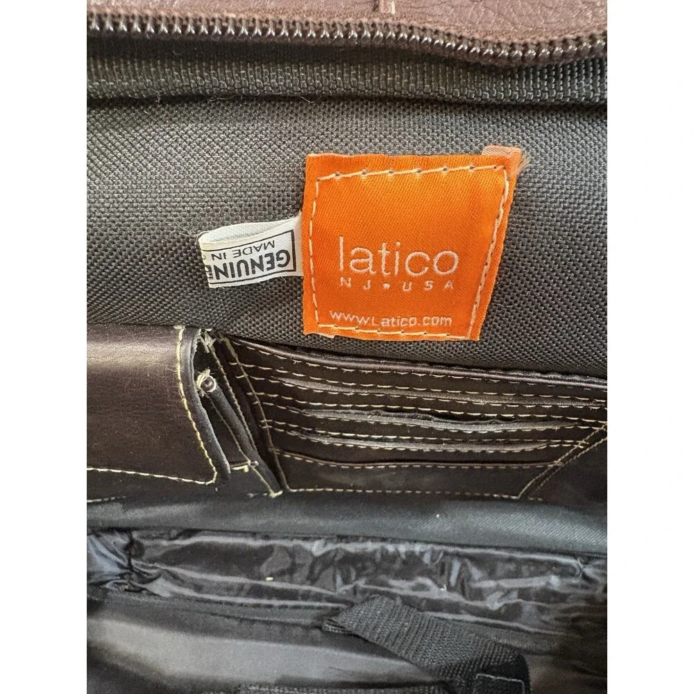 LATICO Travel Brown Leather Briefcase Laptop Portable Adjustable Shoulder Strap